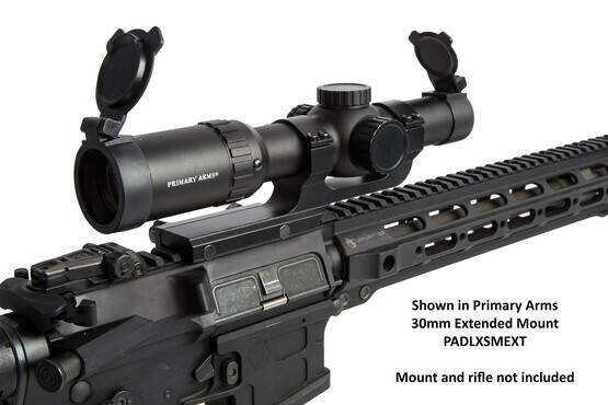 The Primary Arms 1-8 ACSS reticle has windage and elevation compensation markings